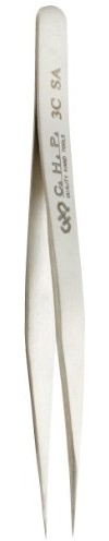 Hakko CHP 3C-SA Stainless Steel Non-Magnetic Precision Tweezers with Very Fine Point Tips for Microelectronics Applications, 4-1/4 Length