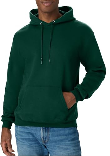 Hanes Men's Pullover EcoSmart Hooded Sweatshirt, Deep Forest, Small, OP170