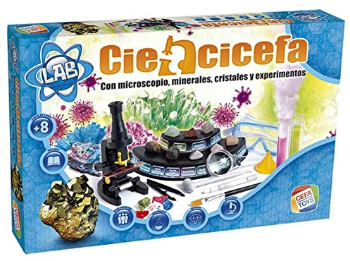 Cefa Toys- Ciencicefa 4 en 1 química, Cristales, microscopio y minerales (21752)