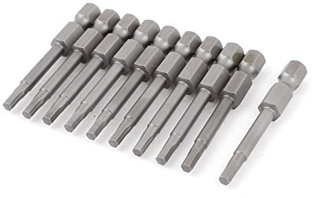 sourcing map 50mm Length 3mm H3 Hexagon Magnetic Insert Screwdriver Bits 10 Pcs