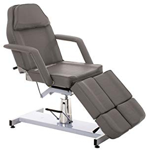 CLP Kosmetikliege Split, Fußteil geteilt, Armlehnen abnehmbar, höhenverstellbar 60-75 cm, auch als Massageliege nutzbar Grau