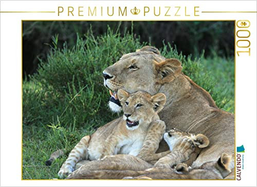 CALVENDO Puzzle Löwen – Mutterglück 1000 Teile Puzzle quer | 1000 Teile Lege-Größe 64 x 48 cm Foto-Puzzle für glückliche Stunden