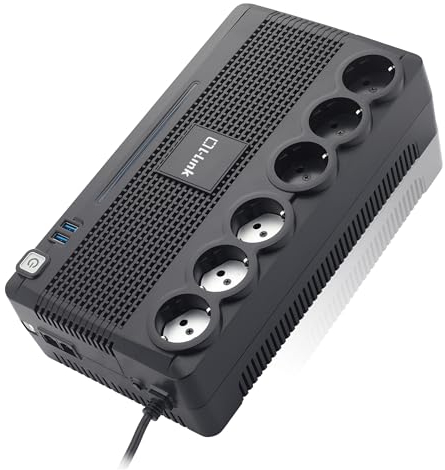 L-LINK Sistema de Alimentación ininterrumpida SAI | 6 Salidas Schuko | SAI para PC con Potencia 700VA y tecnología Off-Line | Protección con Monitorización Inteligente y Función de Apagado sin Carga