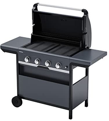 Quemadores con tubos de acero inoxidable, distribución homogénea y con reducción de llamaradas. Superficie de cocina: 75x40 cm. Parrilla/Parrilla de acero esmaltado.