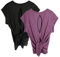 icyzone Damen Sport Top Fitness Yoga Shirt Rückenfrei Sommer Leichte Gym Top Sportshirt, 2er Pack (S, Black/Grape)