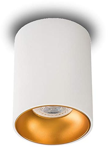 trendlights24 Como LED Decken Aufbauleuchte 230V GU10 Weiß Gold 6W | Deckenleuchte, rund, 110 mm hoch, Deckenstrahler, LED Spot, Neutralweiß, 4000k, 530 lm, 45° Abstrahlwinkel, austauschbar