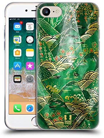 Head Case Designs Green Mountains Oriental Patterned Fabrics Gel Case [Military Grade Protection] Compatible with Apple iPhone 7/8 / SE 2020 & 2022 and Compatible with MagSafe