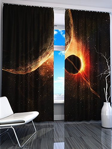 Lemare Deko-Vorhänge Digitaldruck | Kosmos | Dicker Vorhang Blickdicht | 2 STK. 145x260 cm