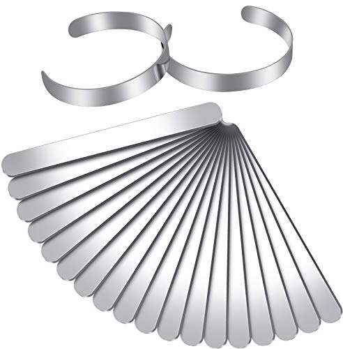18 Stück Armband Rohlinge Edelstahl Armreif Rohlinge DIY Manschette Armband Rohlinge für Herstellung von Geschenken Stempeln Schmuck, 3/8 x 6 Zoll