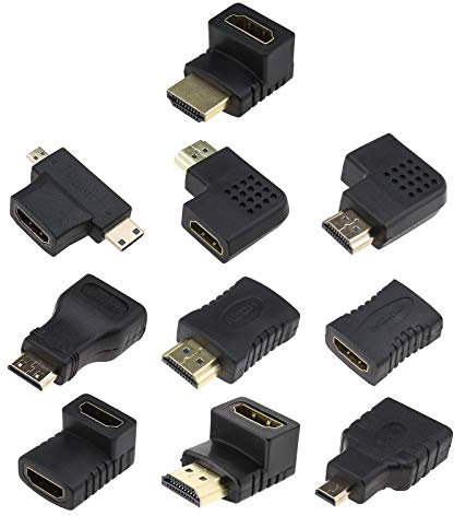 SING F LTD Kit di 10 adattatori HDMI misti, da HDMI a mini HDMI/Micro HDMI femmina maschio placcato oro interfaccia convertitore connettore