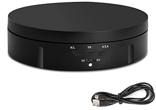 360 Grad elektrischer drehbarer Plattenspieler-Display-Sockel Automatischer Stand mit verschiedenen Winkeln, für Live-Video/Fotografie/Schmuck-Display/Shooting-Requisiten-Display (schwarz)