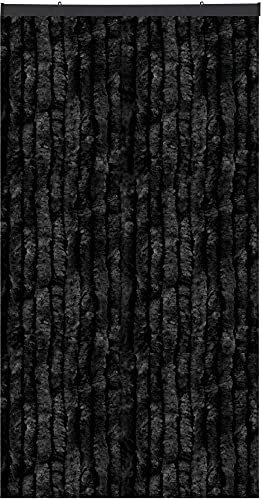 Bestlivings Flauschvorhang in Sondergröße - Türvorhang Breite: 120cm - Länge: 250cm, Schwarz