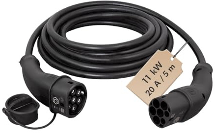 Harting EVC0105 - Cavo di ricarica per auto elettrica tipo 2, 3 fasi, 20 A, 11 kW, 5 m, cavo certificato