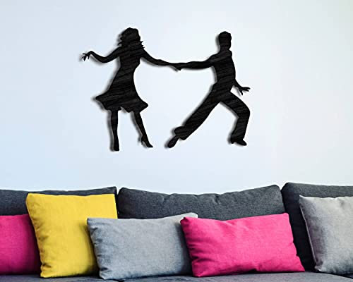 Pet-Jos Tanz-Wand-Dekoration, Holz tanzende Paar Dekoration, Wandkunst, Geschenk für Tänzer, Wohnkultur Holz-Party-Dekoration Tanz Dancing Decoration Dance Couple Wall Decoration (Black)