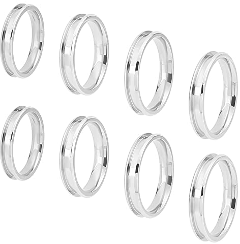 UNICRAFTALE 8 Stück 4 Größen 304 Edelstahl Gerillte Fingerring DIY Fingerring Set Runde Rillenring Komponenten 17.2/18.2/19.3/20.3 mm Ringkernrohling Für Inlay Ring Schmuckherstellung