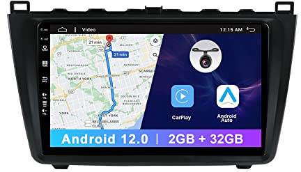 Android 12 Doppel Din Autoradio Mit GPS Navi -Passt Für Mazda 6 Rui Wing 2007-2012 -2G RAM + 32G ROM - Rückfahrkamera KOSTENLOS - 9 Zoll- Unterstützen DAB+ Lenkradsteuerung WiFi BT Mirrorlink USB