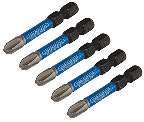 Draper 05645 Cross Slot/PH Type Impact Screwdriver Bits, No.3 x 50mm (Pack of 5)