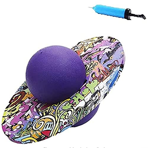 Bouncing Hopper Balance Gymnastikball Erwachsene Einfarbig Hüpfbälle mit Luftpumpe Pogo Ball Gemalt Springball Fitness Verdickt Sportball Faltbar Multi Trainingball Outdoor Wettbewerb (Violett)