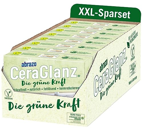 abrazo CeraGlanz Die grüne Kraft - 16 nachhaltige Spülschwämme, 8x2 STK. - m. Veganer Pflanzenseife, Öko Spülschwamm, Küchenschwamm, Reinigungsschwamm