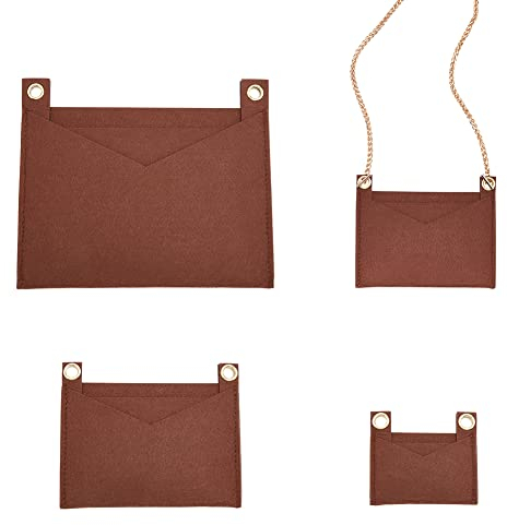 WADORN 3 Größen Geldbörse Oganizer Einsatz, Handtascheneinsatz Aus Filz Mit Ösenbeutel Crossbody-Umwandlung Innenaufbewahrung Umschlagtasche Pochette Zubehör