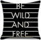 1 Kopfkissenbezug 50x50cm, Kissen Fall Für Sofa Schwarz-Weiss Be Wild and Free Leinen Kissenbezüge Deko Wohnzimmer Schlafzimmer