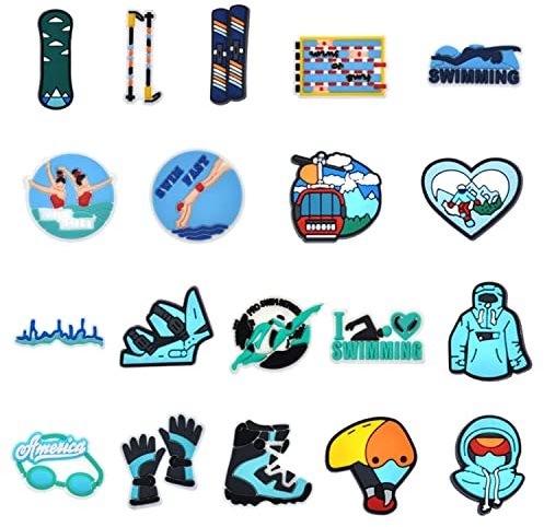 DNGH Schuh Charms Shoe Schuhanstecker Schuhanhänger Schuhe Charm Karikatur Ski Schlitten Schwimmen für Schuhe DIY Dekorationen Kinderpartys Geschenk