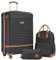 COOLIFE Koffer Trolley Koffer Reisekoffer von ABS Hartschalen Trolley 4 Rollen TSA-Schloss Der Koffer Enthält 1 Reiserucksack und 1 Kulturbeutel (Schwarz/Braun, Großer Koffer-Set 3tlg)