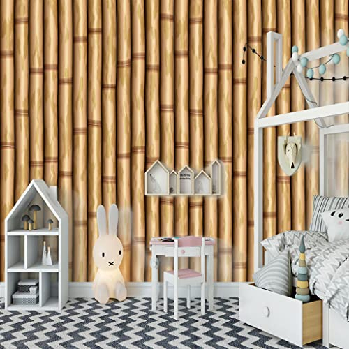 Vlies Tapeten Wandtapete Gelb & Bambus Größe:W200CMxH140CM 3D Wandbild Tapete Vlies Tapete Wandtapete Tapete Wohnzimmer Wanddekoration Fototapete 3D Tapete Effekt Wandbild