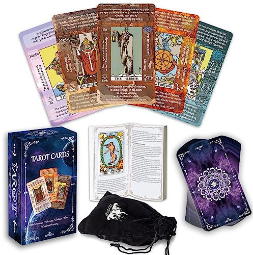 IXIGER Juego de Cartas de Tarot Con Libro Guía Para Principiantes - Mazo Con Significados, Aprendizaje y Adivinación - Incluye Bolsa