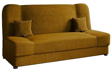 Mirjan24 Schlafsofa Jonas Cord, Sofa mit Bettkasten und Schlaffunktion, Bettsofa, Dauerschläfer-Sofa, Schlafcouch, Materialmix, Couch vom Hersteller, Wohnlandschaft (Poso 01)