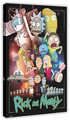 Rick and Morty Leinwand-Poster, Schlafzimmer, Dekoration, Sport, Landschaft, Büro, Raumdekoration, Geschenk, Rahmen-Stil, 50 x 75 cm