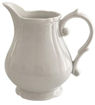 WAIT FLY Pichet à café vintage en relief, pichet à sauce, cruche à lait, pichet de service pour la cuisine - blanc