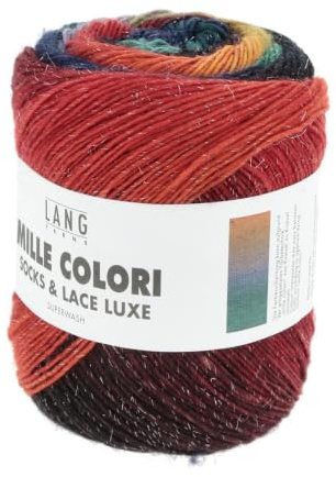Lang Yarns MILLE COLORI SOCKS AND LACE LUXE 859.0208 - Blau/Grün/Rot