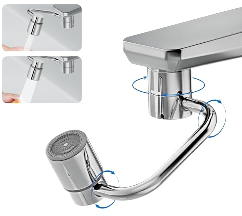 Kimhanro Rallonge de robinet rotatif à 1440 °, robinet d'extension multifonction, robinet rotatif, adaptateur de robinet pivotant 2 modes pour salle de bain et cuisine