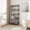 WestWood 180CM Wooden 4 Tier Ladder Shelf Bookcase Display Shelving Unit Corner Plant Stand Metal Frame Books Storage Bookshelf Rack Plant Stand Organizer Brown Big Size
