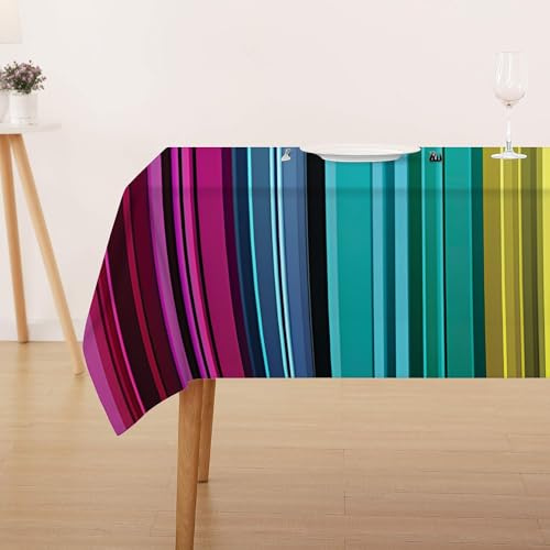 FFFASFY Tischdecke Abwaschbar Fleckschutz 140x180 cm Rechteckig Polyester Bunt Lotuseffekt Tischdecke Bunt Tischtuch für Küche, Esstisch, Couchtisch