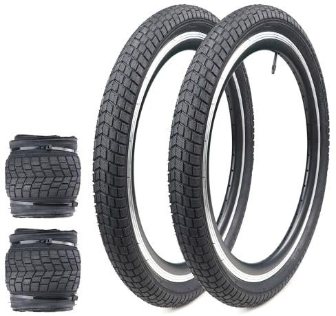MEGHNA 2er-Pack 20 Zoll Reifen 20x2.125 Mantel 57-406 Fahrradreifen Fuer Scooter/Kindfahrrad/MTB Bicycle Tires (BLACK-2P)