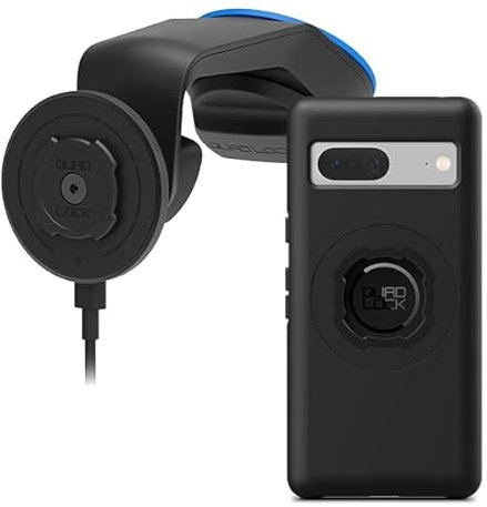 Quad Lock Support Ventouse pour Téléphone de Voiture pour Pare-Brise/Tableau de Bord avec Tête de Charge sans Fil MAG V2 et Coque MAG pour Google Pixel 7