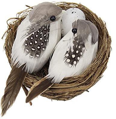 BHFYOB Künstliche Vögel und Vogelnest und Vogel-Set, Miniatur-Ornament