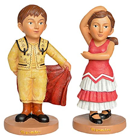 NUNETH Figur Statue Set, Harz Figur, Nationale Kostüm Statue, Indoor Collection Dekor Skulptur, 7x7x15cm (Spanien)