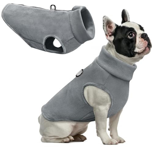 Idepet Hunde-Fleece-Weste, Pullover, mit Reißverschluss, Warmer Pullover, Hundejacke mit D-Ring-Leine, für den Winter, kaltes Wetter, Haustierpullover, Kleidung, Kapuzenpullover für kleine,