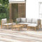 Willood 6-TLG. Garten-Lounge-Set mit Hellgrauen Kissen Bambus 2xcorner+Middle+Chair+footrest+Table