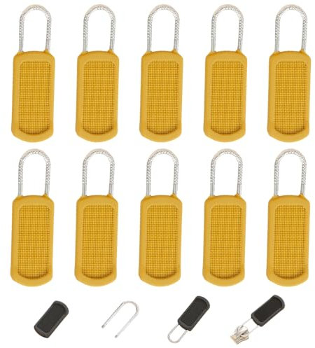 Reißverschluss Zipper, 10 Stück Ersatzteile Reißverschluss Zipper, Reisverschlussreparaturset Zipper, Abnehmbares Zipper Pull, Reißverschluss Ersatz für Zipper Koffer Stiefel Jackenrucksäcke (Gelb)