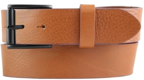 BELTINGER Jeans-Gürtel mit Rollenschnalle aus Vollrindleder 4 cm | Hochwertiger Leder-Gürtel für Herren 40mm | Herren-Gürtel made in Italy | Tabac 120cm