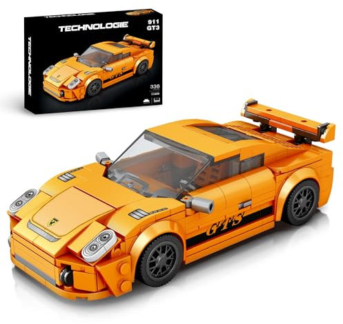 DrmBeyd Speed Champion Porche Sportwagen Bausteine, 911 GT3 MOC Auto Klemmbausteine Bausatz, Rennwagen Modellauto Spielzeug, Geschenk für Erwachsene und Kinder, 338 Teile