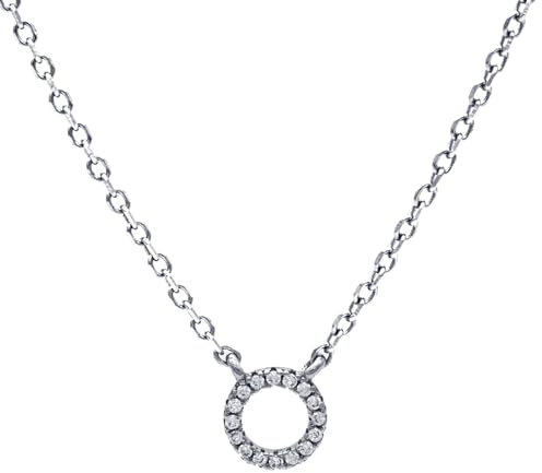 Evensee Halskette Damen Silber 925, Kreisverkehr Zirkon Ring Anhänger, Kette Mit Edelstein Ring, 925 Sterling Silber Chain, Minimalistischer Schmuck Collier, Geschenk für Frauen