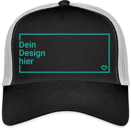 Spreadshirt Personalisierbares Trucker Cap Selbst Gestalten mit Foto und Text Wunschmotiv Trucker Cap, One Size, Schwarz/Steingrau