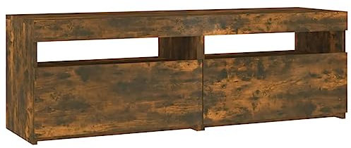 Mueble de TV moderno de roble rústico con centro de entretenimiento LED para TV de 55 pulgadas, mueble de TV de 120 cm, mesa consola para sala de estar.