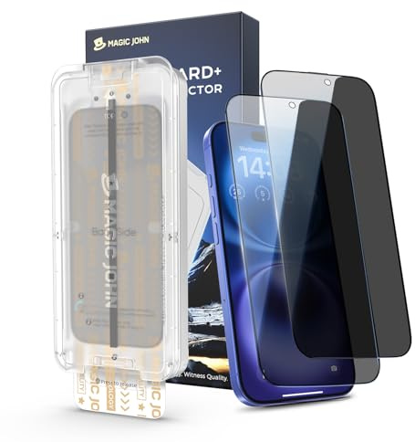 MAGIC JOHN für iPhone 16 für Upgrade Sichtschutzfolie (6,1 Zoll), 25-Grad-schutzwinkel-Einfaches, mit einfachem Einfache Installation, Befestigungswerkzeug, Hüllenfreundlich, 2 Stück