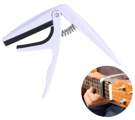 YARNOW Ukulelen Capo Zinklegierung Weiß Mit Silikonpolster Einhändige Federbelastete Klemme Für Ukulele Gitarre Und Konzertgitarre Schützendes Gitarren Zubehör Für Präzise Saitenspannung